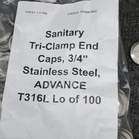 T316L ADVANCE Sanitary Clamp End Caps Steel Ht #2