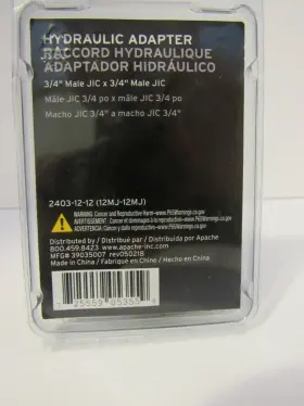 E190 APACHE Hydraulic Adapter Male Jic #2