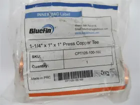 CPT125-100-100 BLUEFIN Press Copper Tee