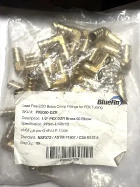 PXE050-DZR BLUEFIN Lead Eco Crimp Fitting Pex Tubing Pack