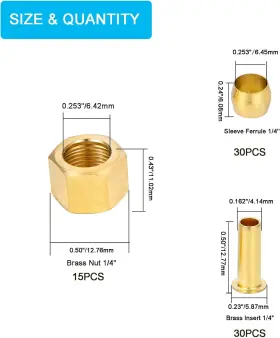 75PCS BRANDED01 Od Compression Sleeve Ferrule Nut #2