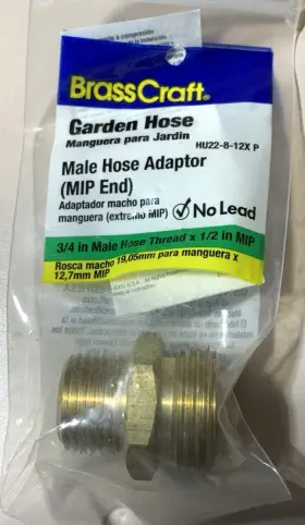 HU22-8-12 BRASSCRAFT Craft Male Hose Adapter End