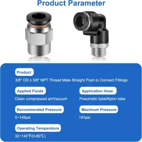 726084919617 CNAODUN Push Connect Fittings Tube Od Npt Thread #2