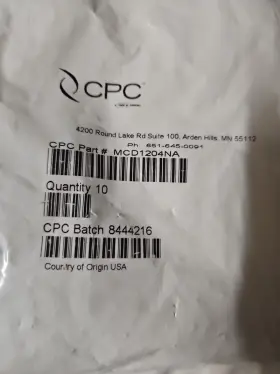 MCD1204 CPC COLDER Valved Panel Mount Coupling Body Ptf