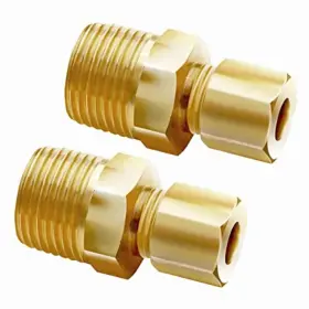 Dazzyd Gava-529n Ice Maker Water Line Brass Tube Fitting 3/8 Inch Male X 1/4 Compression - 2 Pa