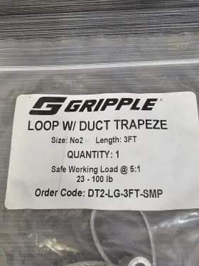 DT2-LG-3FT-SMP GRIPPLE Wire Loop Trapeze Hanger #2