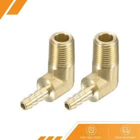 Gryfton 680811090515 2 X Brass Hose Barb Fitting Elbow 3/16 Inch 1/8 Npt Male Thread