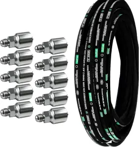 Haichy Jg-14-15/10143-04-04 1/4 Inch X 50ft Hydraulic Hose 5800 Psi 2-wire Braid 10pcs Npt Fittings Haichy Jg-14-15/10143-04-04 1/4 Inch X 50ft Hydraulic Hose 5800 Psi 2-wire Braid 10pcs Npt Fittings