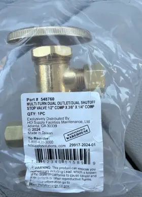 548760 Turn Dual Outlet Shutoff Compression Od