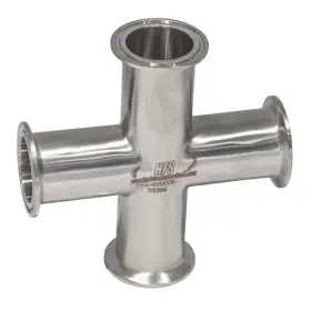 EXA-4WAYS-1.5IN-NS HFS Clamp Cross Sanitary Fitting Steel Tc