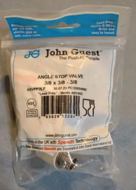 ASVPP2LF JOHN GUEST Angle Adapter Valve Push Connect