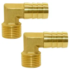 Joywayus 6cy-fer-43216 Brass Hose Fitting 90 Degree 5/8 Inch Barb X 3/8 Npt Male