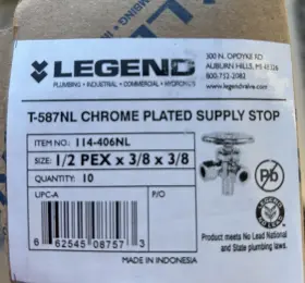 114-406NL LEGEND Supply Valves Box
