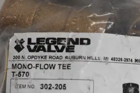 302-205 LEGEND VALVE Mono Flow Tee #3