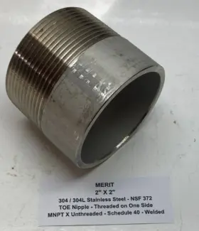 4032-200TSQ MERIT BRASS Steel Toe Nipple Schedule Mnpt Welded #2