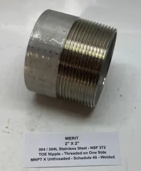 4032-200TSQ MERIT BRASS Steel Toe Nipple Schedule Mnpt Welded