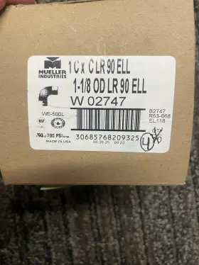 W-02747 MUELLER INDUSTRIES Cxc Copper Elbow Sweat Fitting