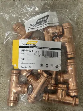 PF04031 MUELLER Pack Streamline Copper Press Fittings Tee