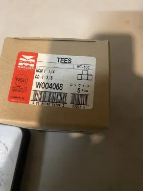WT-600 MUELLER STREAMLINE Copper Tee Sweat Connection