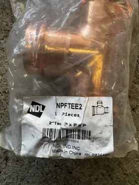 NPFTEE2 NDL Tee Pxpxp Copper Pipe Fitting Plumbing Connector