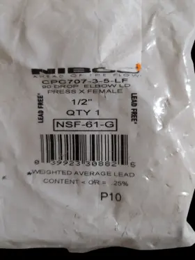 PC707-3-5-LF NIBCO Lead Elbow Ld Press Female
