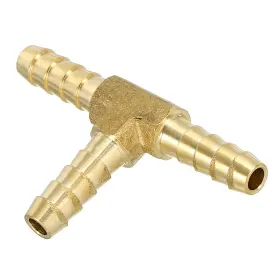 Patikil Pta240809tt000681eu 3/16 Inch Barb Tee Fitting 3 Way Union T-shaped Brass Hose Gold