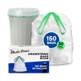 30DW150 PLASTIC PRINCE Gallon Trash Bags Drawstring Garbage