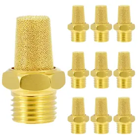 Qwork Ca35239 1/4 Inch Male Thread Air Pneumatic Mufflers 10-pack Sintered Bronze Exhaust M