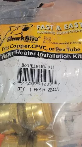 22441 SHARKBITE Nos Water Heater Connection Fitting Kit #3