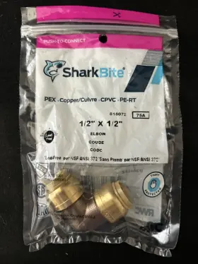 U248LFA SHARKBITE Lead Elbow Pex Copper Cpvc Pe Rt Plumbing