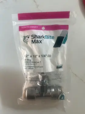 UR24983A SHARKBITE Push Connect Tee Od Pex Copper Cpvc Pe Rt