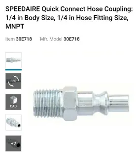 30E718 SPEEDAIRE Hose Coupling Fitting Mnpt #3