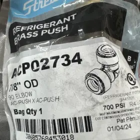 ACP02734 STREAMLINE Mueller Refrigerant Push Fitting Elbow
