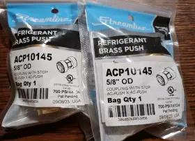 ACP10145 STREAMLINE Refrigerant Push Fitting Coupling