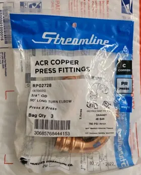 RP02728 STREAMLINE Mueller Acr Copper Press Fittings Turn