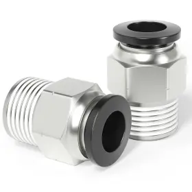 Tailonz Pneumatic Pc-1/2-n3 Male Straight 1/2 Inch Tube Od X 3/8 Npt Silver