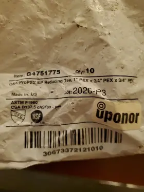 Q4751775 UPONOR Propex Ep Reducing Tee Pex