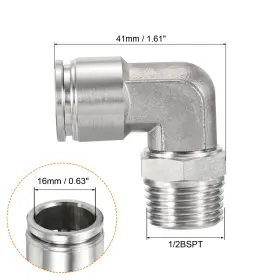 734301096140 UXCELL Male Thread Push Connect Fitting Elbow #2