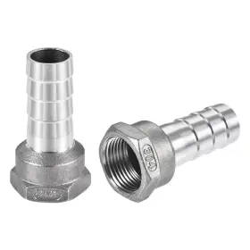 752374529877 UXCELL Steel Hose Barb Fitting Coupler Female