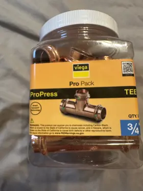 77460 VIEGA Pack Propress Tee Copper Plumbing Push Connect