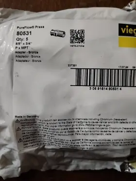 80531 VIEGA Adapter Male Npt Pack