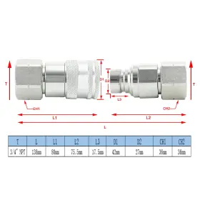 I020-A021 VIPJQ Npt Hydraulic Flat Coupler Skid Steer Bobcat #3
