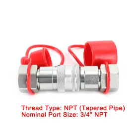 I020-A021 VIPJQ Npt Hydraulic Flat Coupler Skid Steer Bobcat