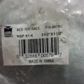 510-997BC WHEELER REX Galvanized Tee Npt Pipe Fitting Female