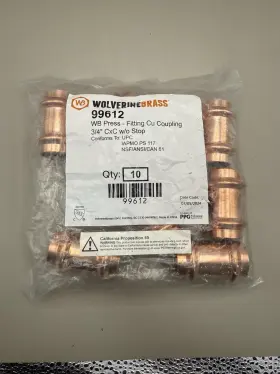 99612 WOLVERINE BRASS Pack Copper Wb Press Coupling