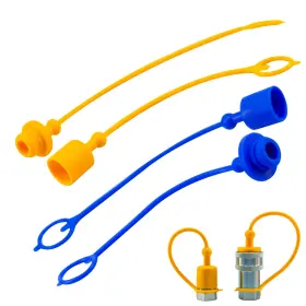 Yeulyuuri 8210014-fbm 2sets 1/2 Iso A Hydraulic Coupler Male Dust Cap And Yellow Blue