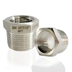 Zouni Zouni-220909001 2 Pcs Reducer Hex Bushing 304 Stainless Steel 3/4 Inch Male - 1/2 Ss Zouni Zouni-220909001 2 Pcs Reducer Hex Bushing 304 Stainless Steel 3/4 Inch Male - 1/2 Ss