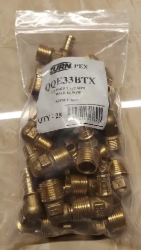 QQE33GX ZURN Pex Barb Mpt Male Elbow Bag