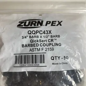 QQPC43X ZURN Pex Barb Quicksert Barbed Polymer Couplings