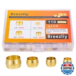Breezliy 110pcs Tube Od1/4 5/16 3/8 1/2 Brass Compression Sleeves Ferrulesbrass. Fixed Price $15.38.